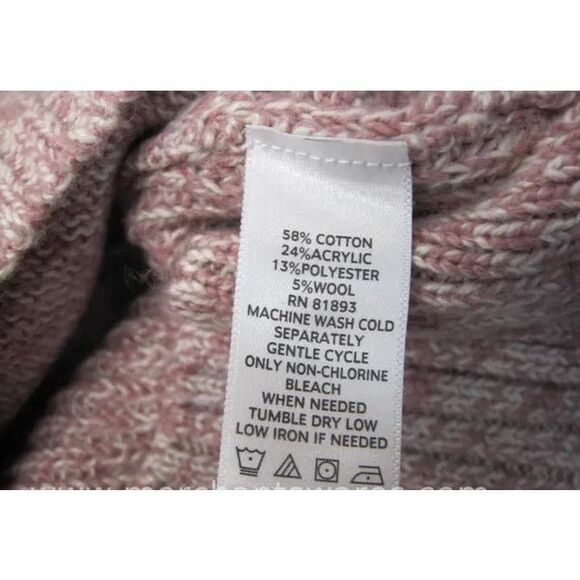 SALE! NWT-H By Halston French Pink/White Wool & Cotton Blend Cozy Turtleneck XL - Picture 8 of 10